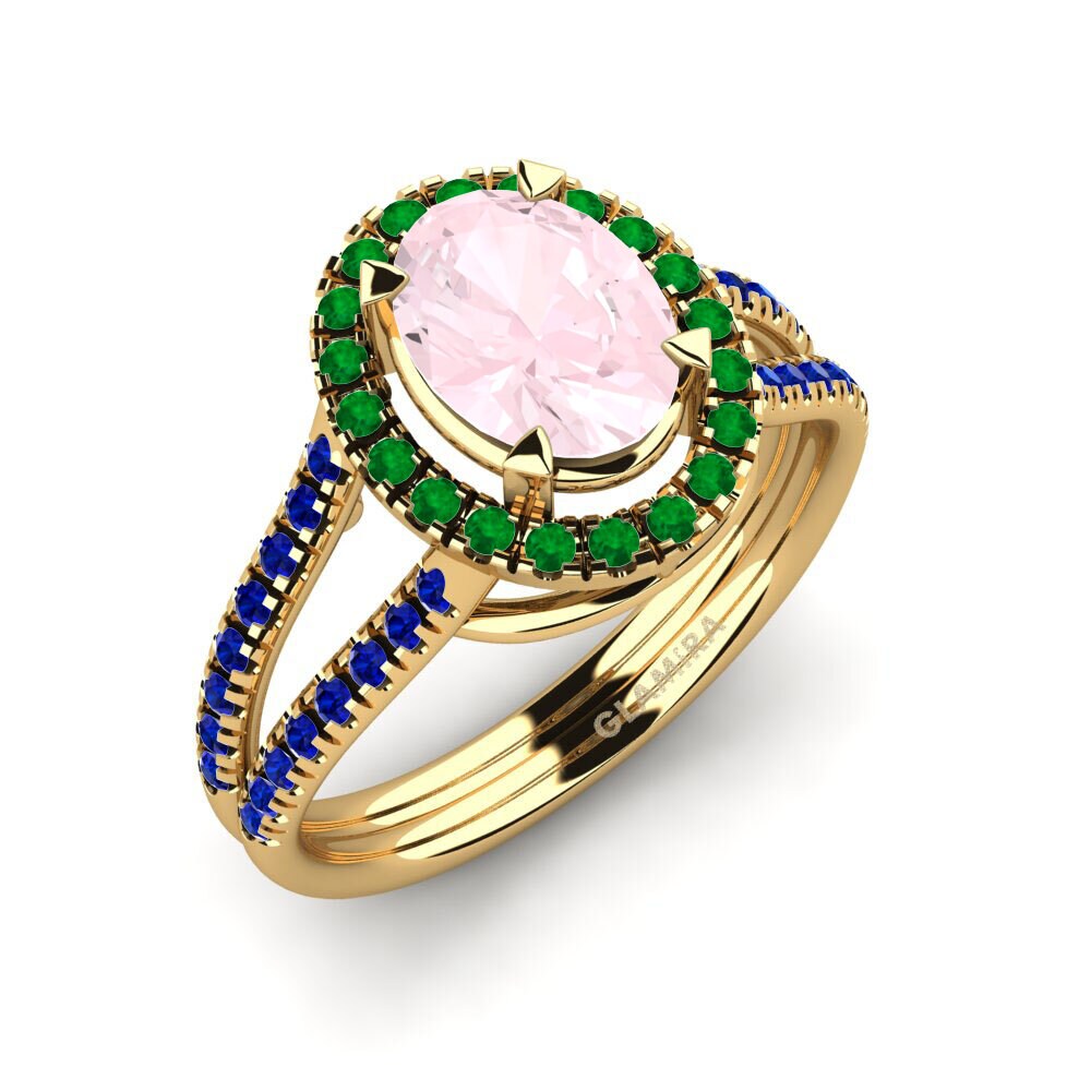 18K Yellow Gold Rose Quartz Engagement Ring Milagros