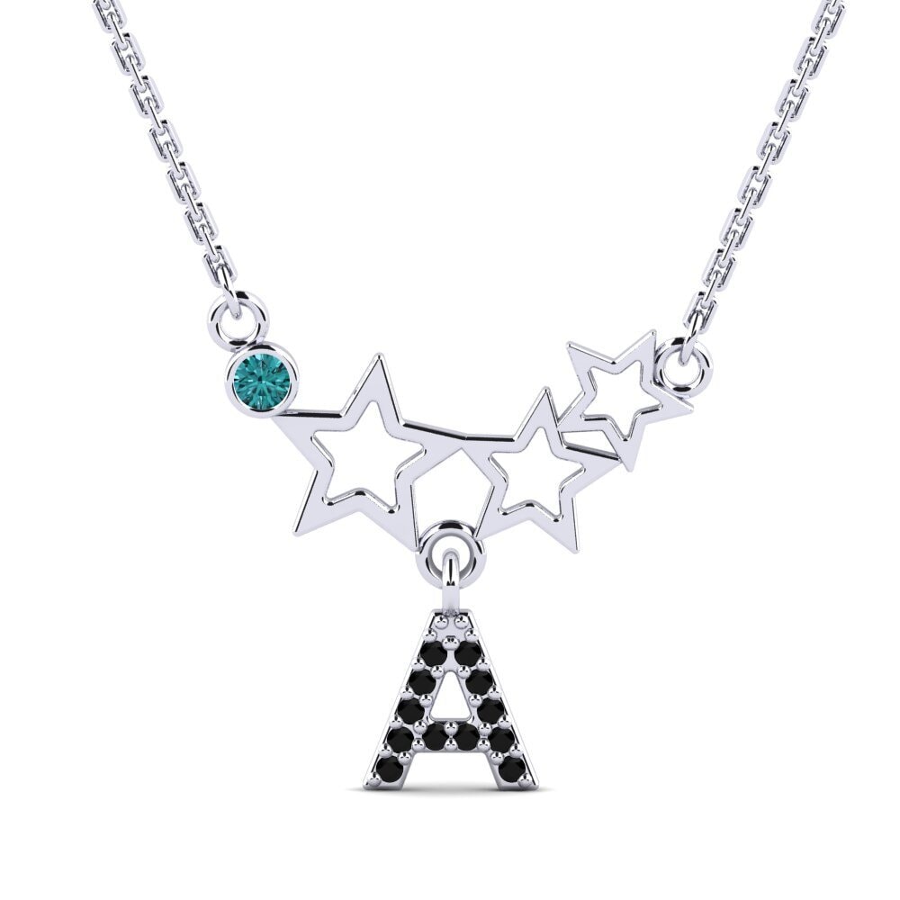 Round Blue Diamond Women's Necklace Milda A