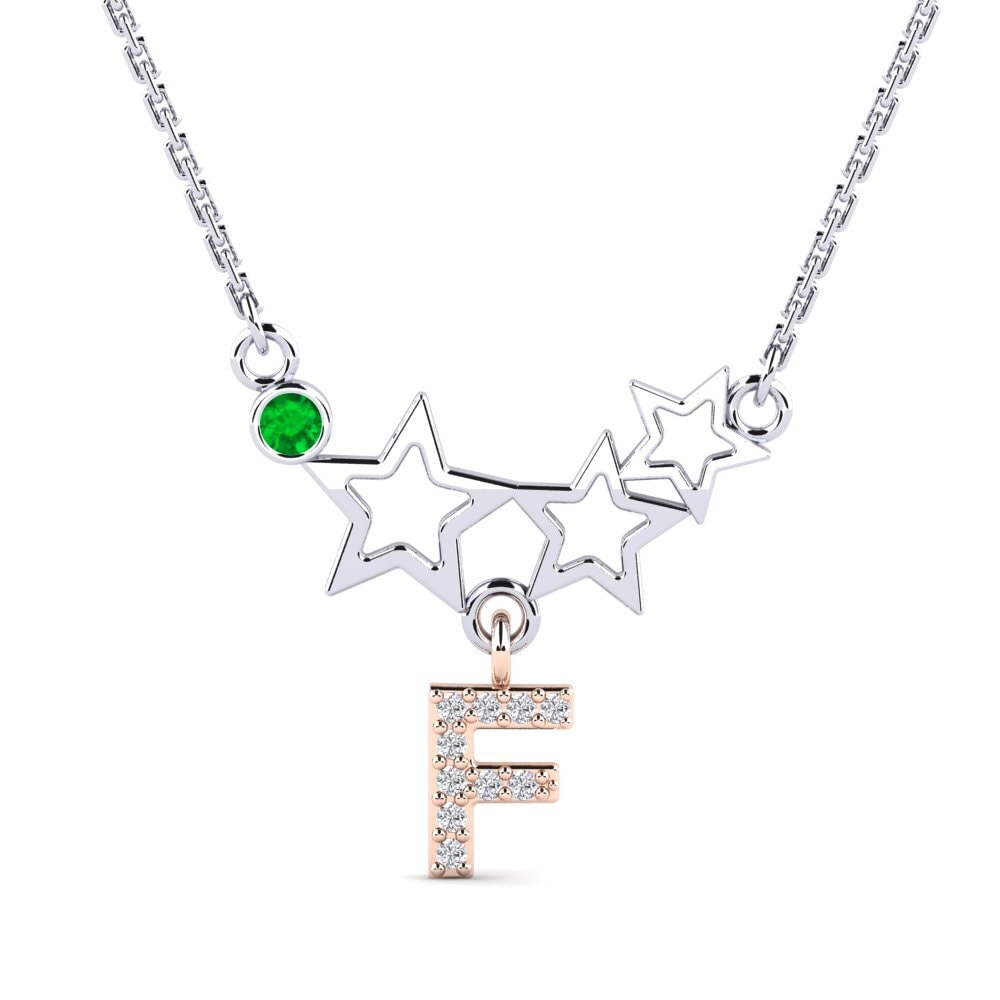 585 Weiß & Rotgold Smaragd Damen halskette Milda F