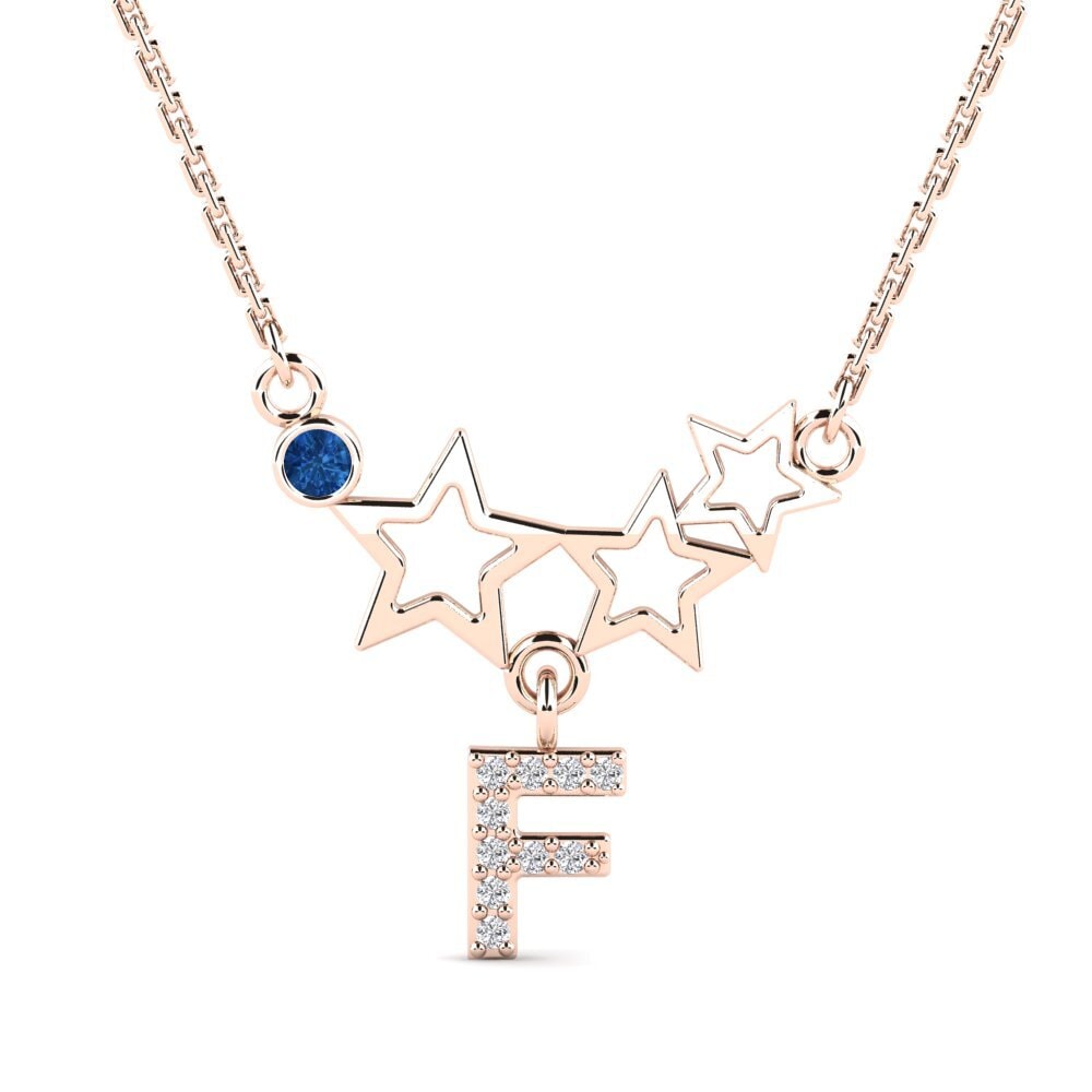Rotgold 585 Dunkelblauer Zirkonia Damen halskette Milda F