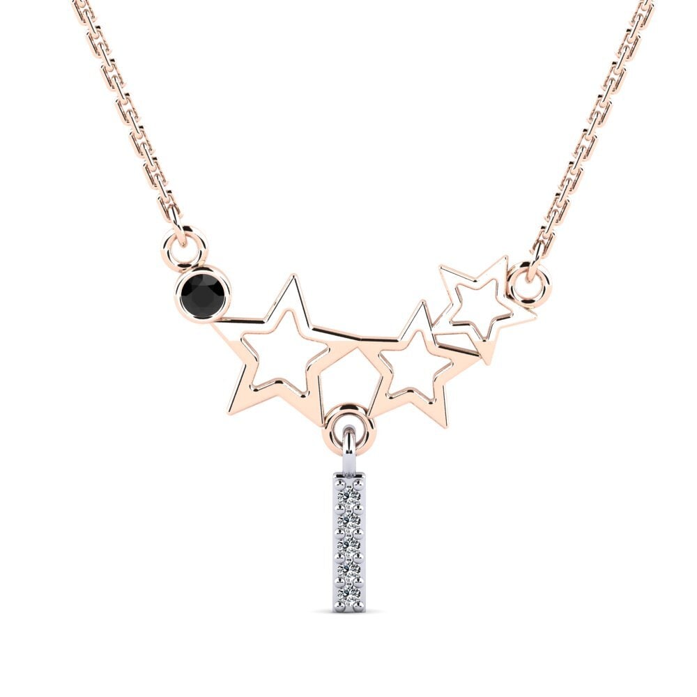 14k Oro Rosa & Blanco Zafiro negro Collar de Mujer Milda I