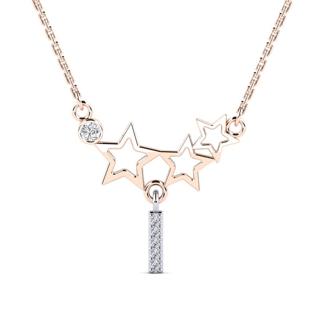 9k Oro Rosa & Blanco Diamante Collar de Mujer Milda I