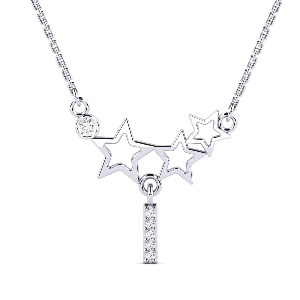 Weißgold 375 Weißer Saphir Damen halskette Milda I