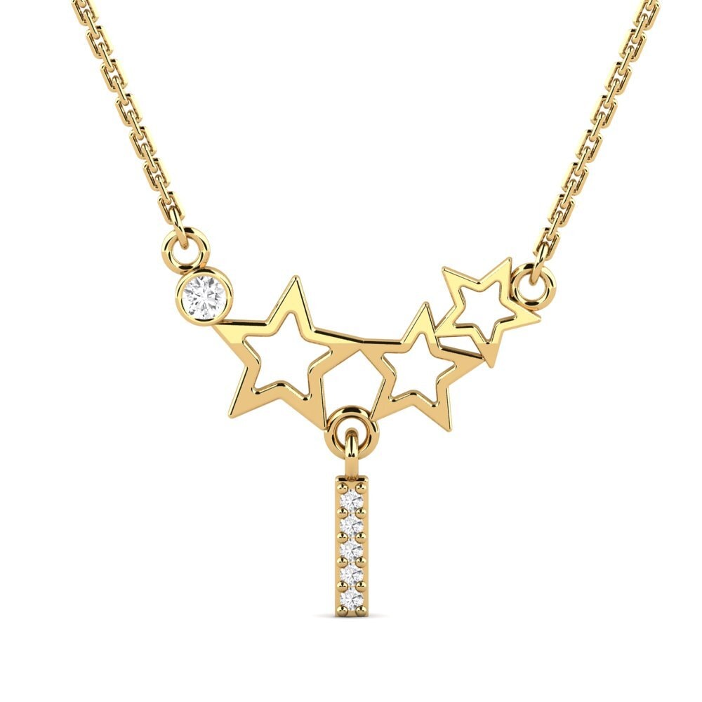 Gelbgold 750 Weißer Saphir Damen halskette Milda I