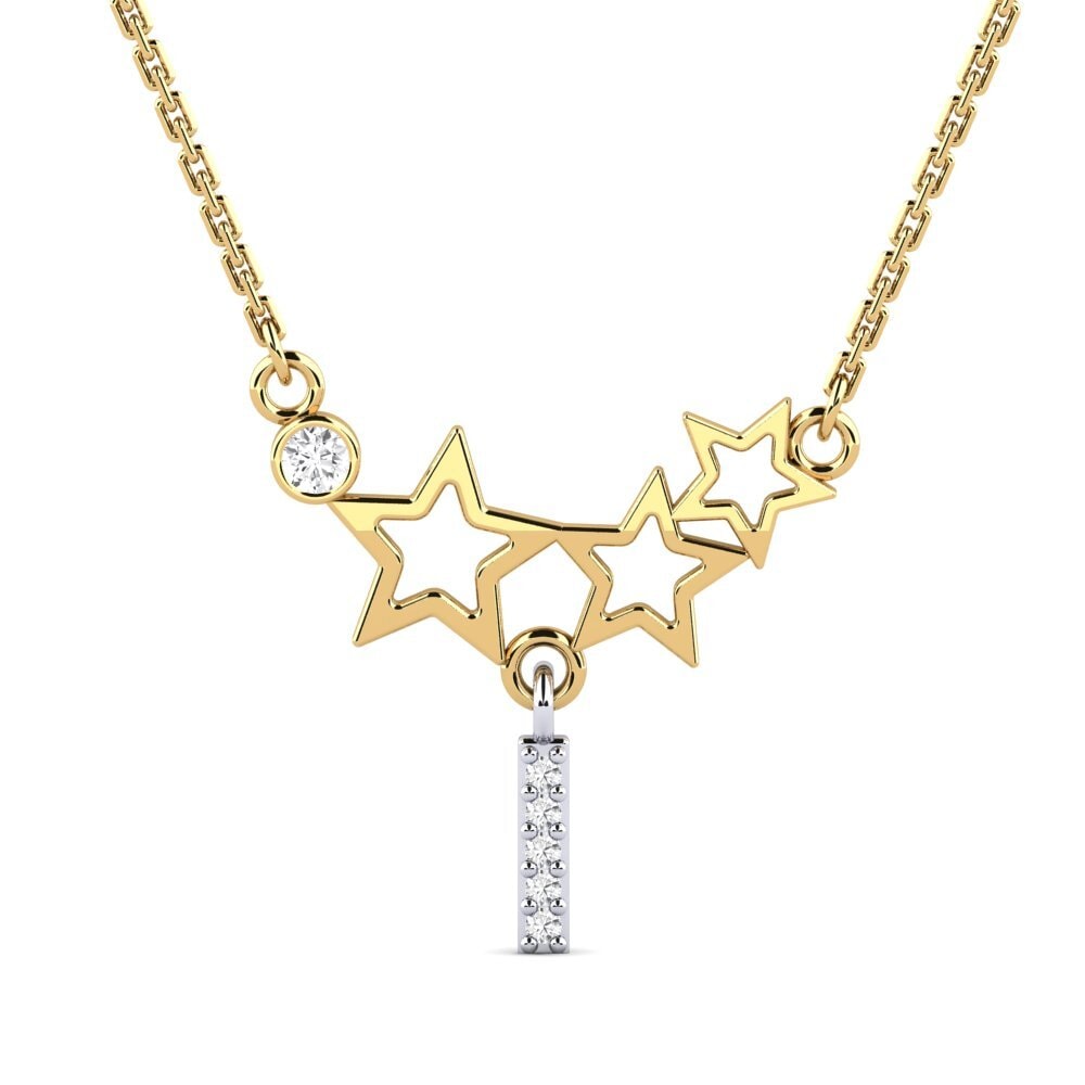 9k Oro Amarillo & Blanco Zafiro blanco Collar de Mujer Milda I