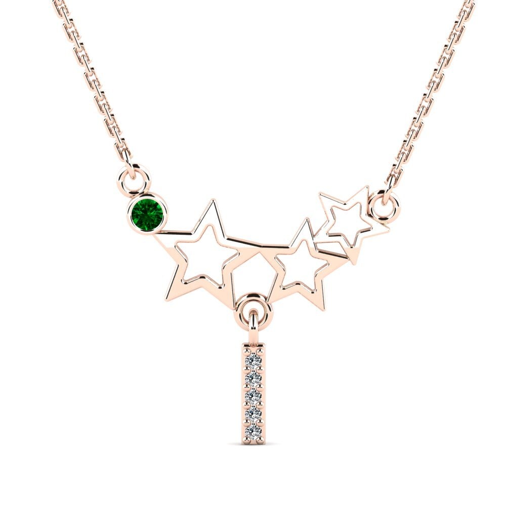 Rotgold 750 Grüner Zirkonia Damen halskette Milda I