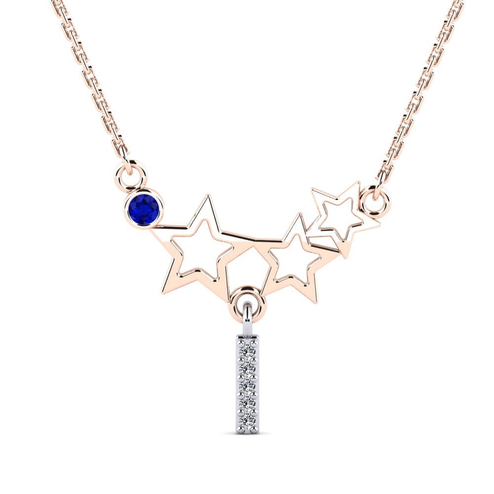 9k Oro Rosa & Blanco Zafiro Collar de Mujer Milda I