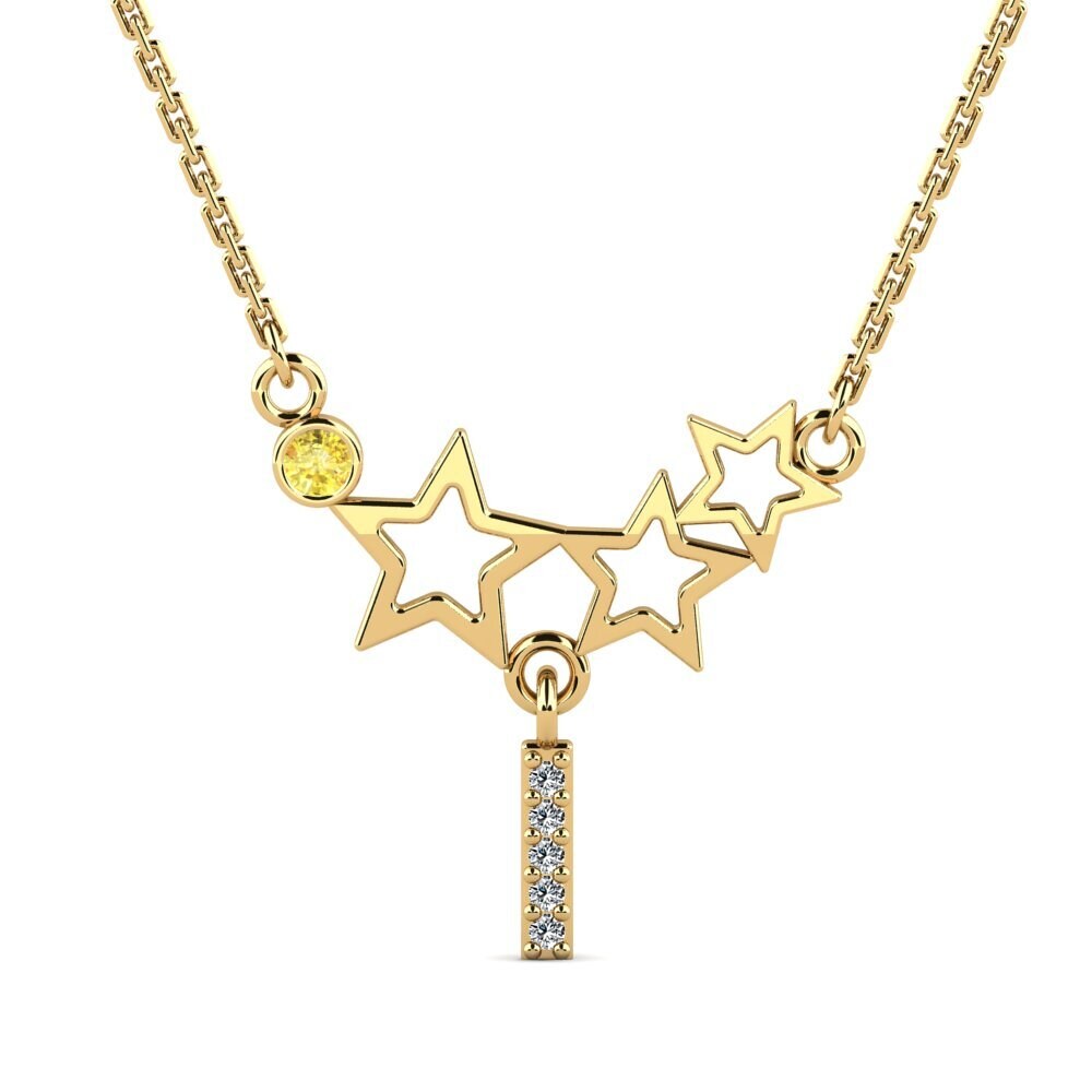 Gelbgold 585 Gelber Saphir Damen halskette Milda I