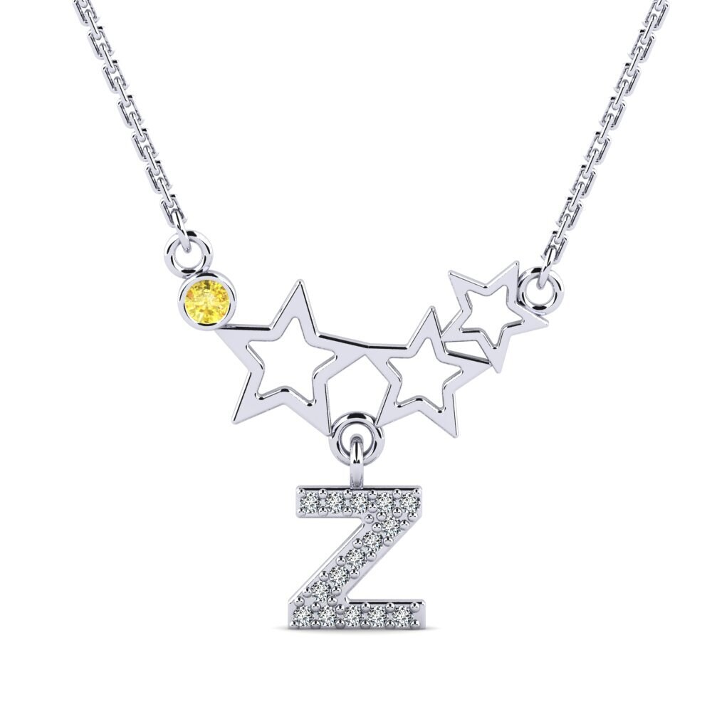 Weißgold 750 Gelber Saphir Damen halskette Milda Z