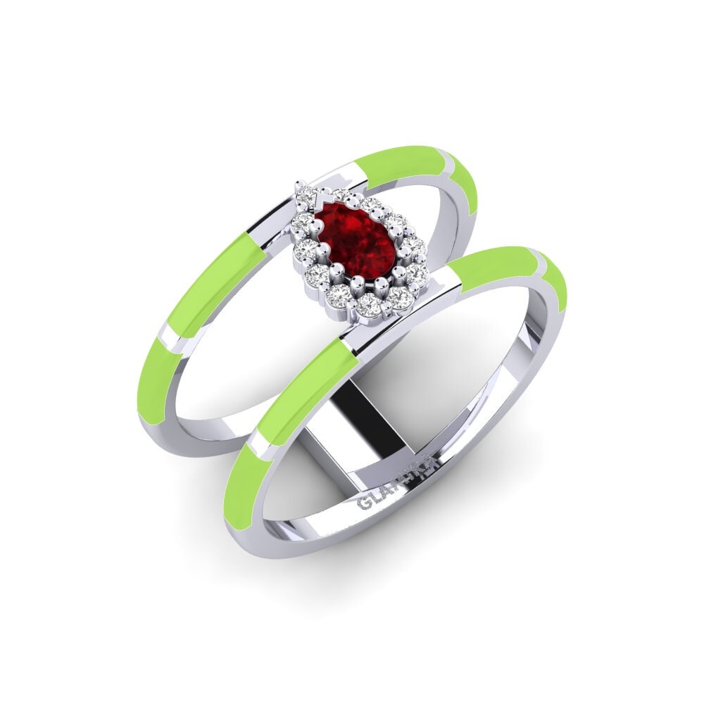 White Silver Ruby Ring Milford