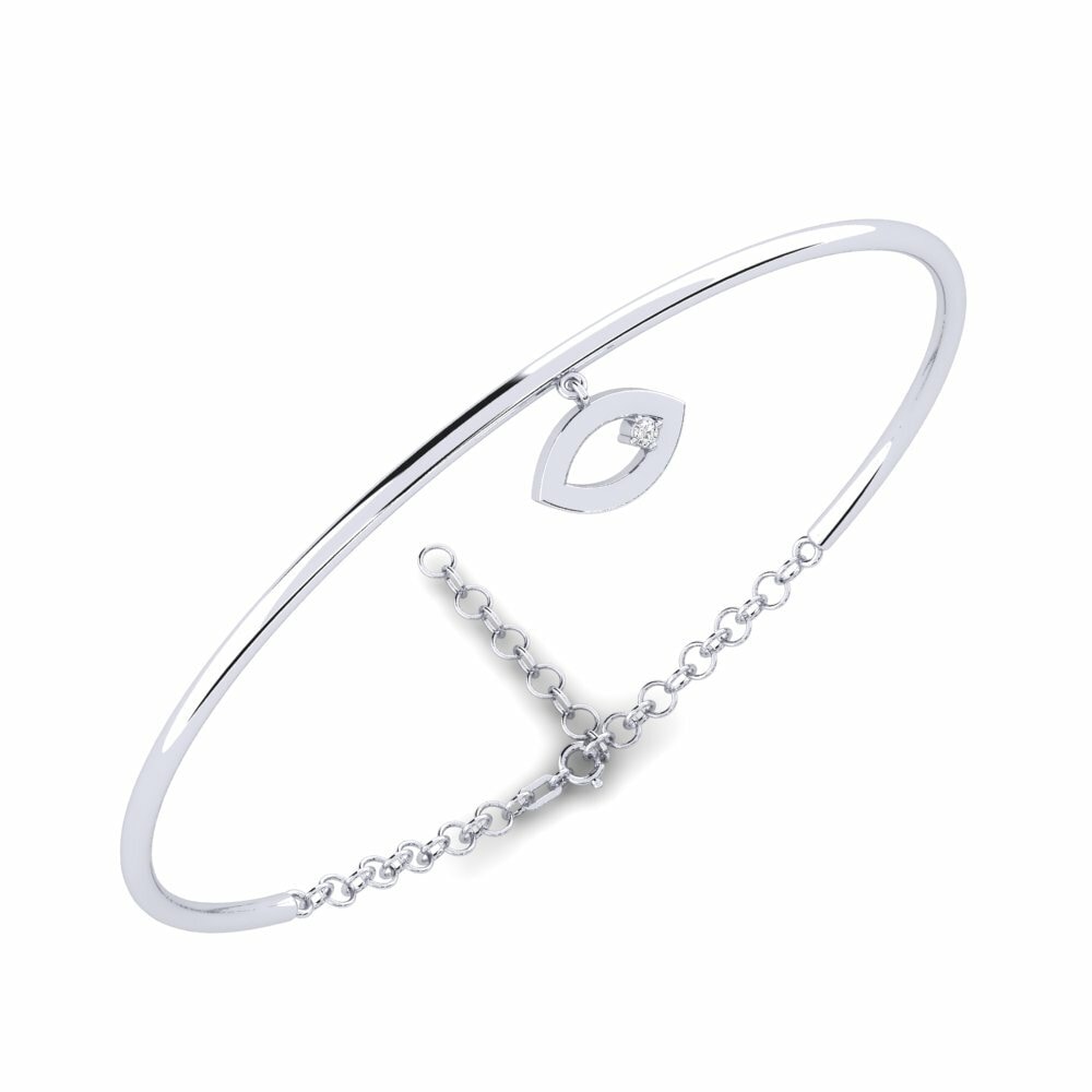 14k Oro Blanco Brazalete Miltonia Daughter