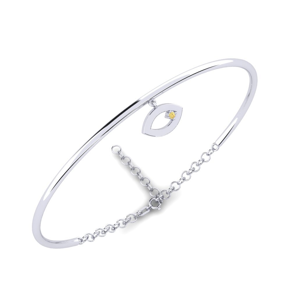 18K White Gold Yellow Diamond Bangle Miltonia Daughter
