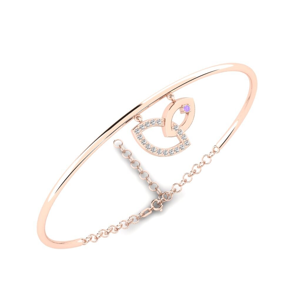 14ct Rose Gold Amethyst Women's Bangle Miltonia Mother