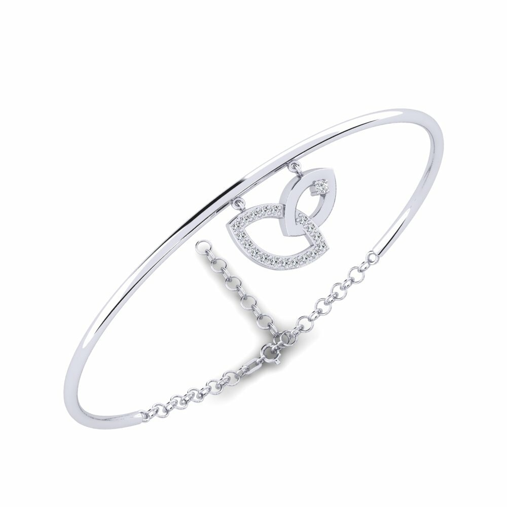 14k Oro Blanco Brazalete de mujer Miltonia Mother