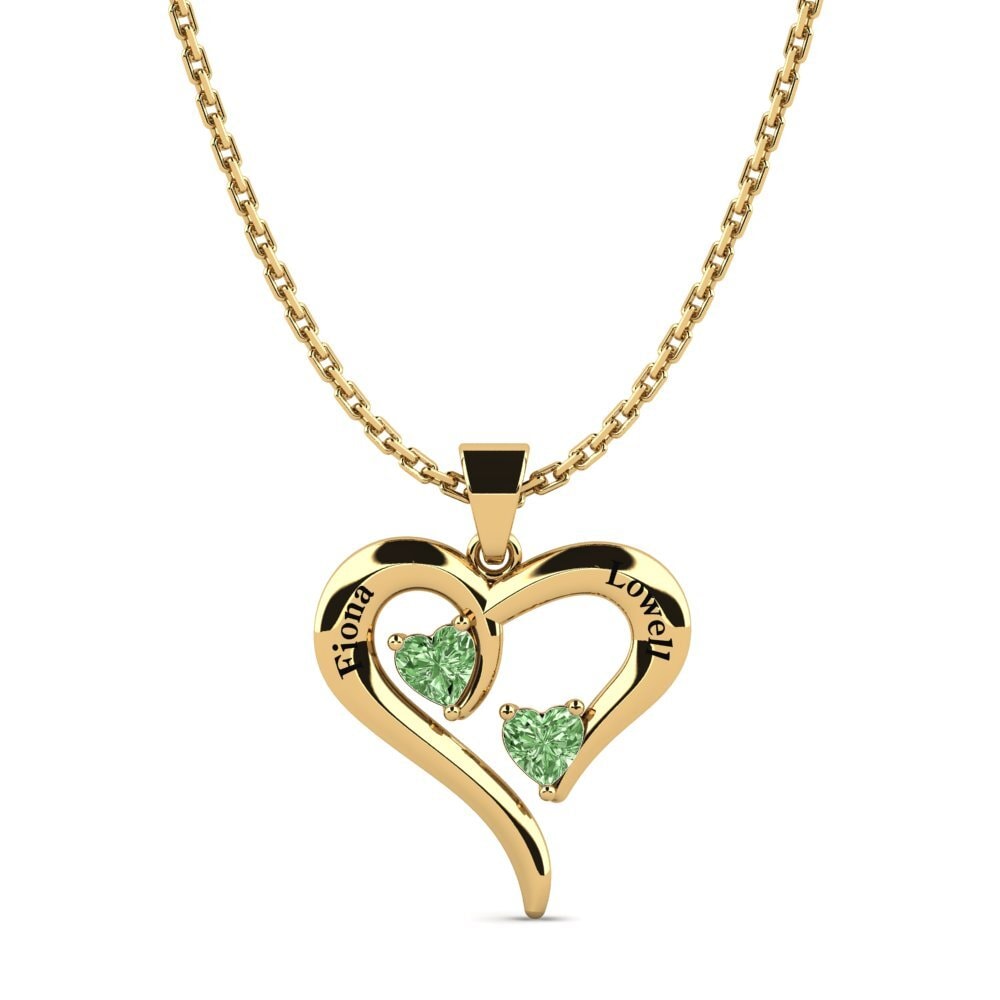 Gelbgold 585 Grüner Diamant Damen anhänger Ming