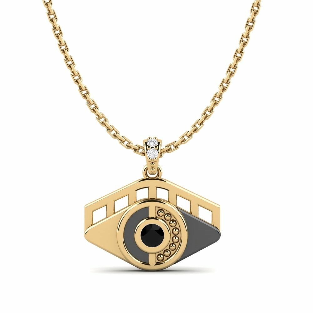 Evil Eye Evil Eye Necklaces Collection Minholl 585 Yellow Gold with Black Rhodium Black Diamond