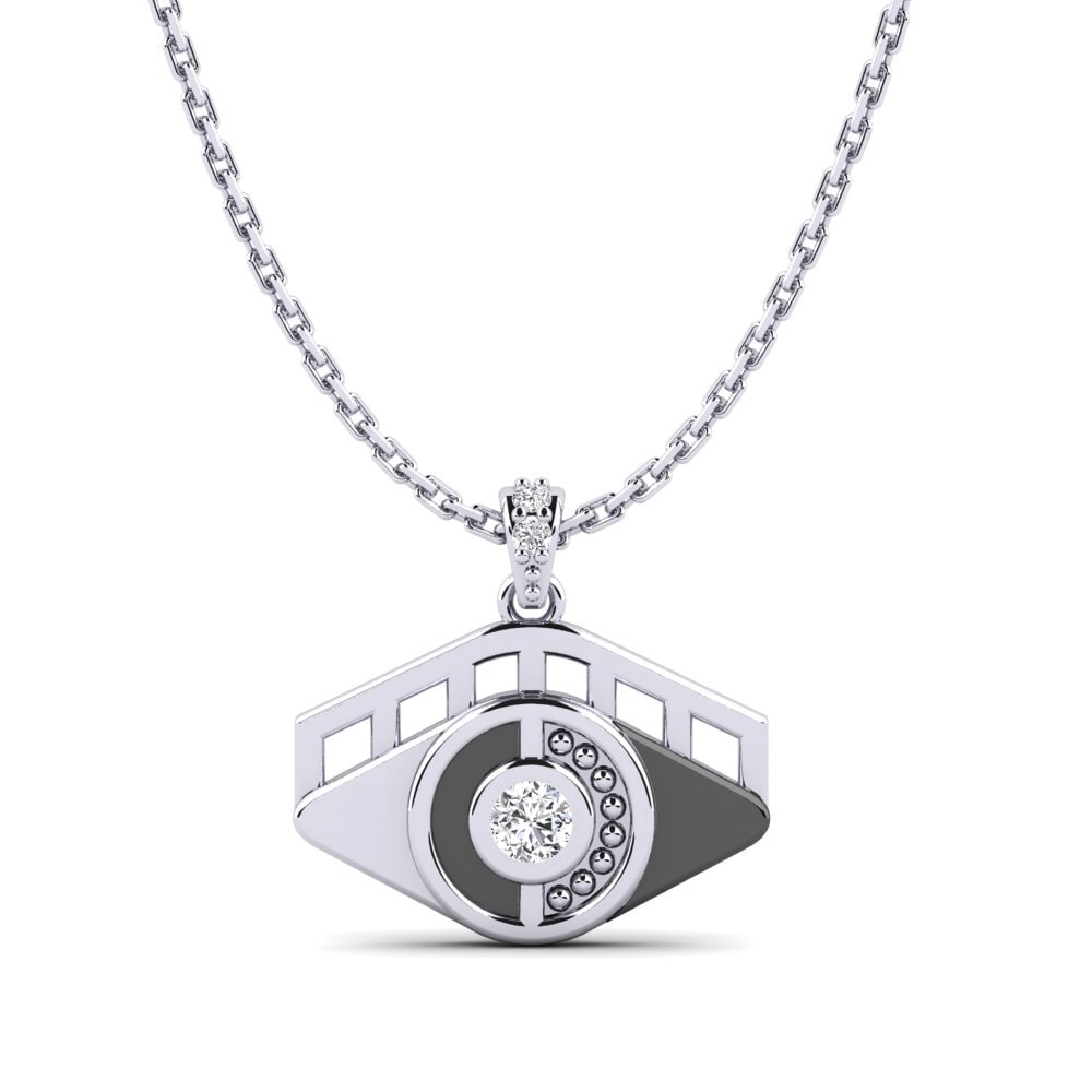 9k Oro Blanco Diamante Colgante de Mujer Minholl