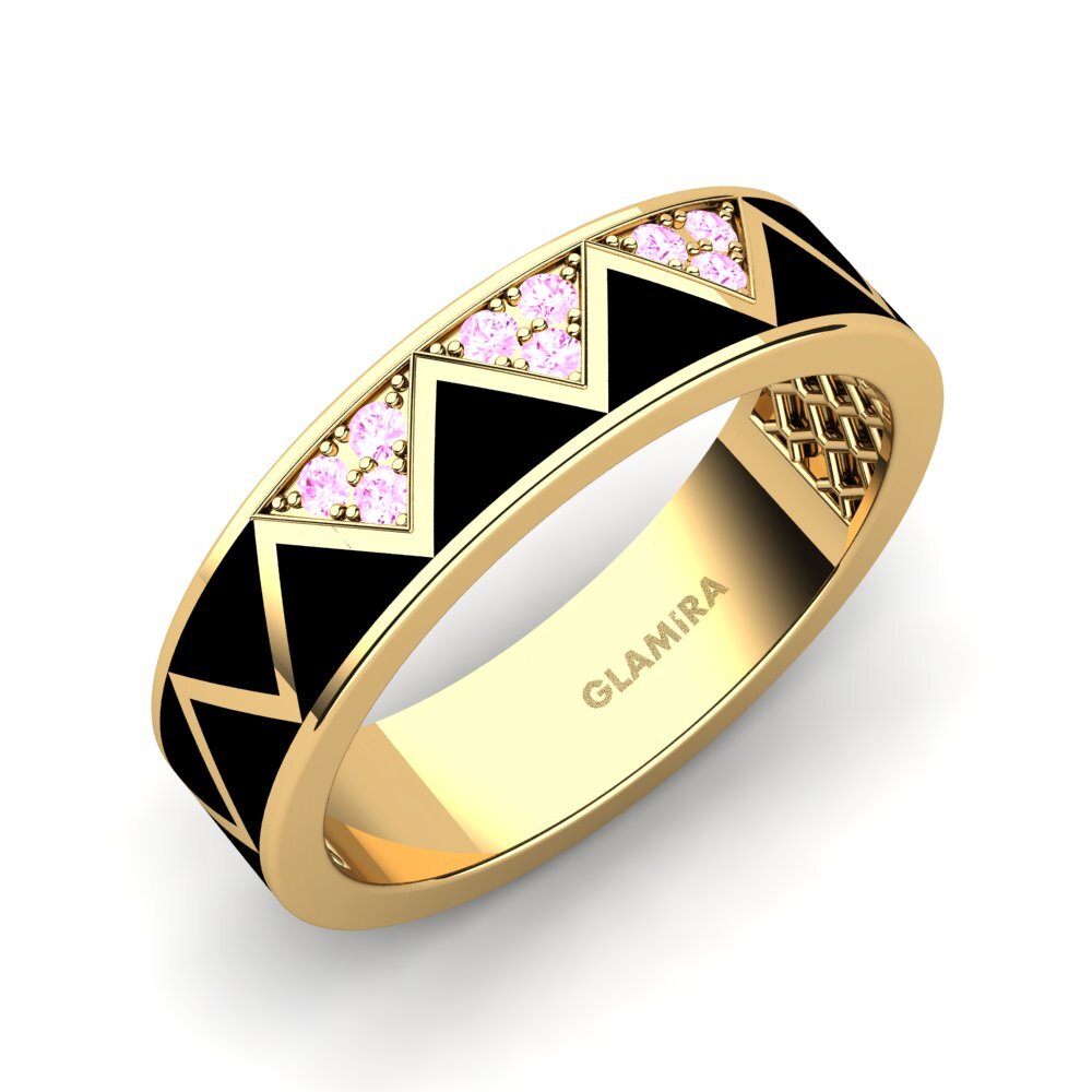 Or Jaune 14k Saphir Rose Bague Minior