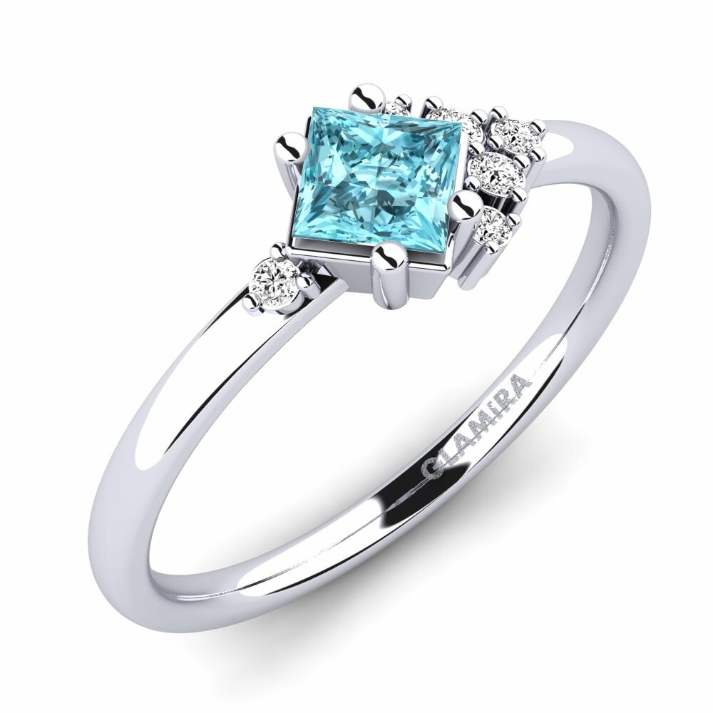 Blue Zircon Engagement Ring Minivera