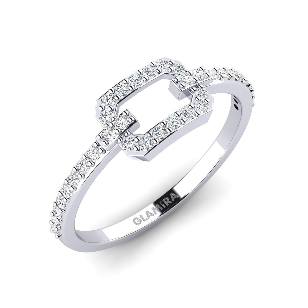 14k Oro Blanco Circonita Anillo apilable Mioruilt