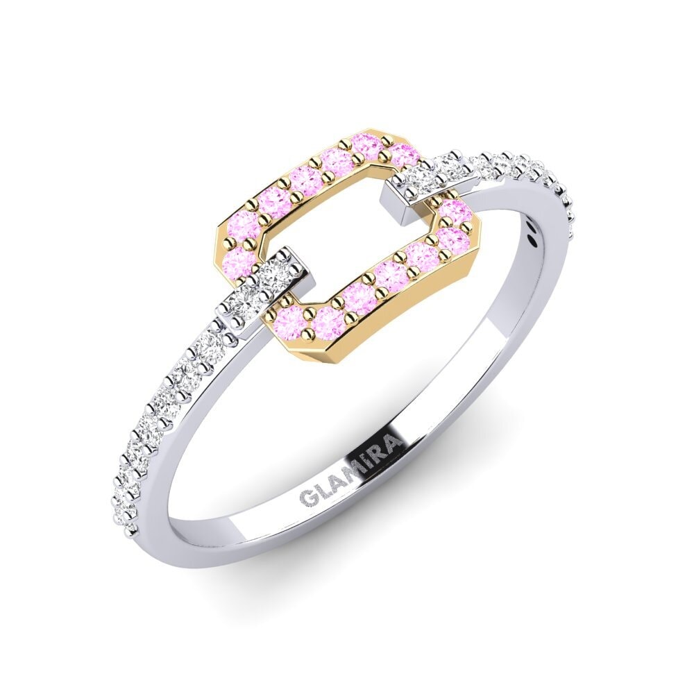 9k Oro Blanco / Amarillo Zafiro Rosado Anillo apilable Mioruilt