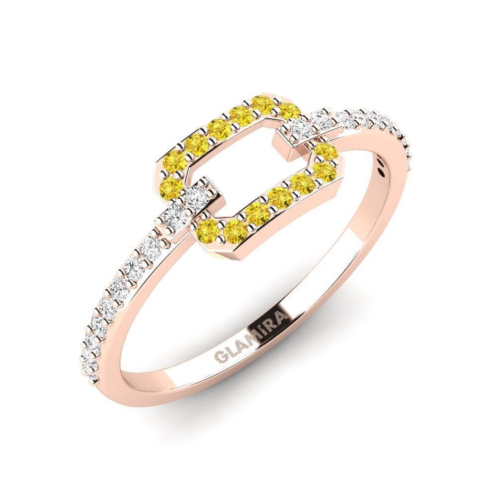 9k Oro Rosa Zafiro amarillo Anillo apilable Mioruilt