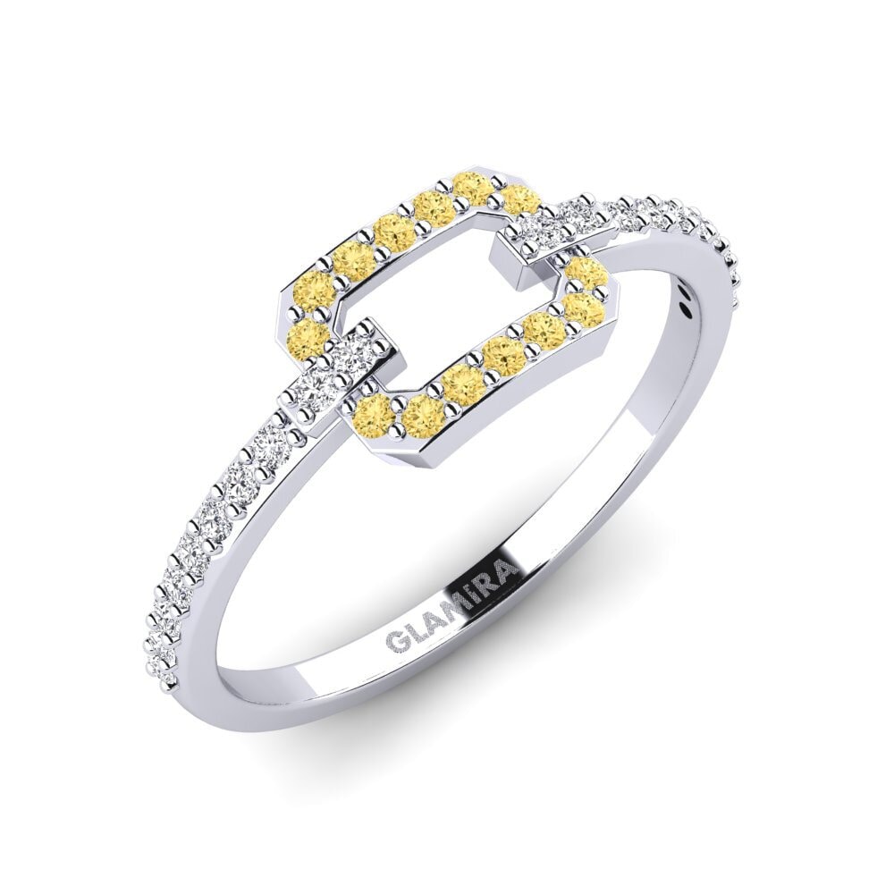 Plata 925 Diamante Amarillo Anillo apilable Mioruilt