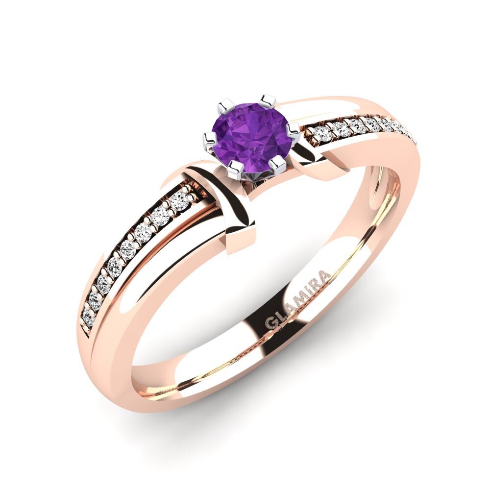 14ct Rose / White Gold Amethyst Engagement Ring Mirabella