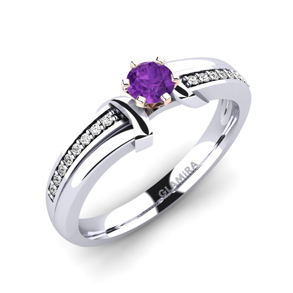 14ct White / Rose Gold Amethyst Engagement Ring Mirabella