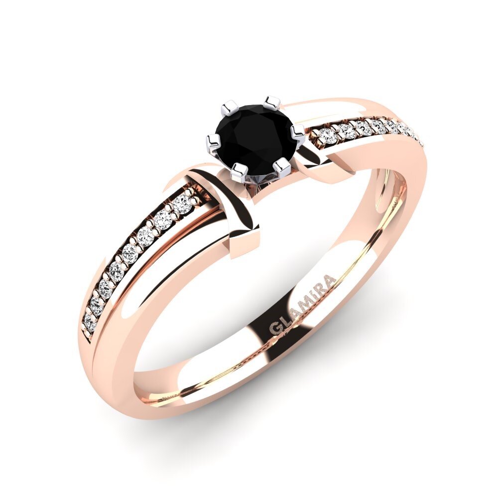 14ct Rose / White Gold Black Onyx Engagement Ring Mirabella