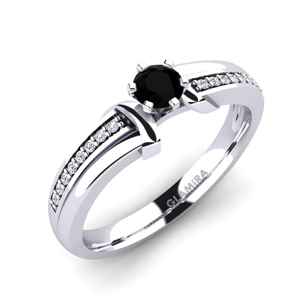 18ct White Gold Black Sapphire Engagement Ring Mirabella