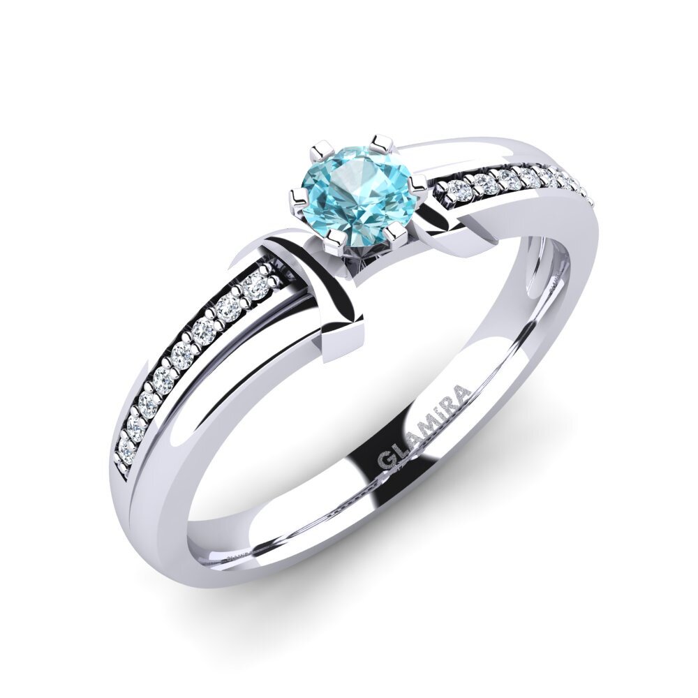 950 Platinum Blue Zircon Engagement Ring Mirabella