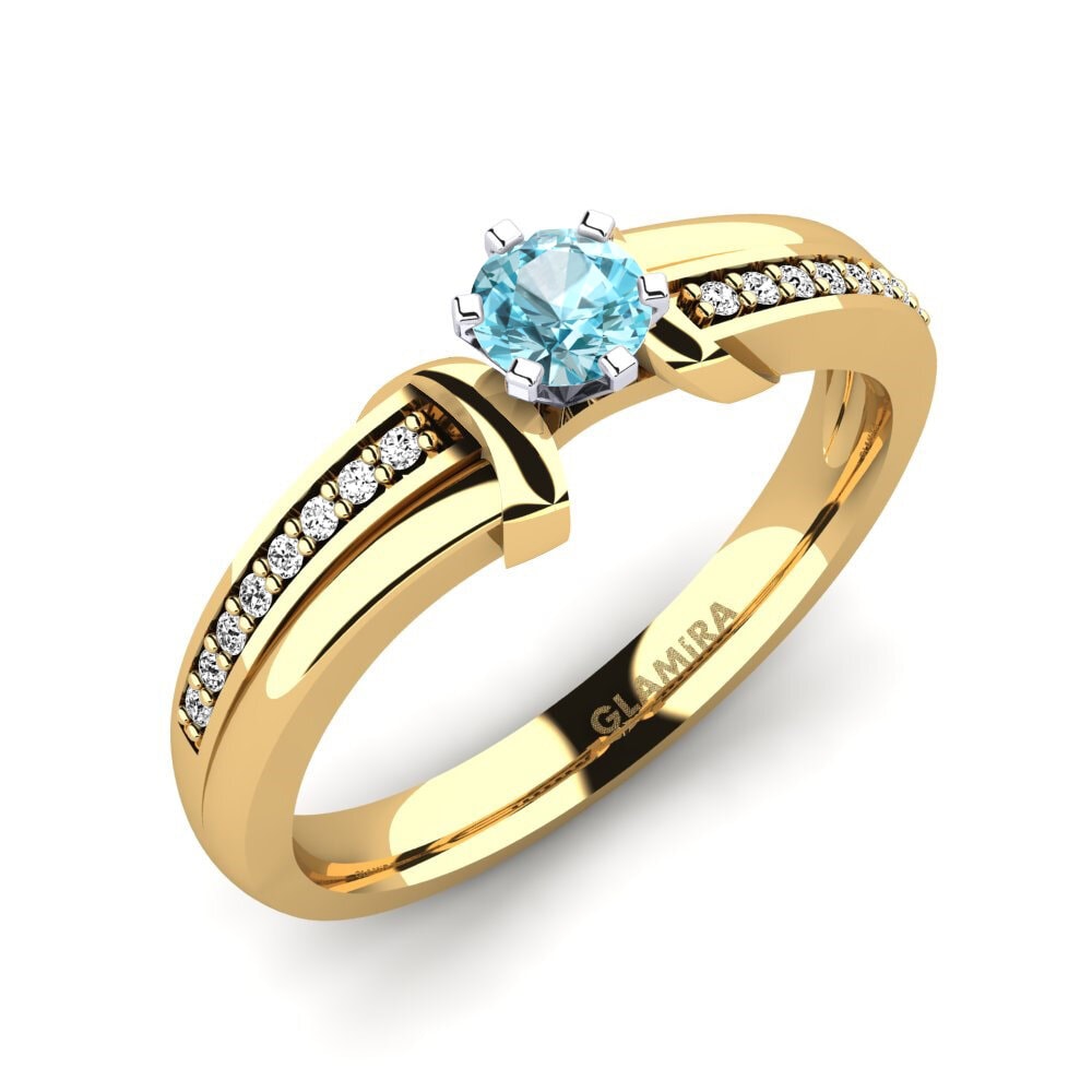 14ct Yellow / White Gold Blue Zircon Engagement Ring Mirabella