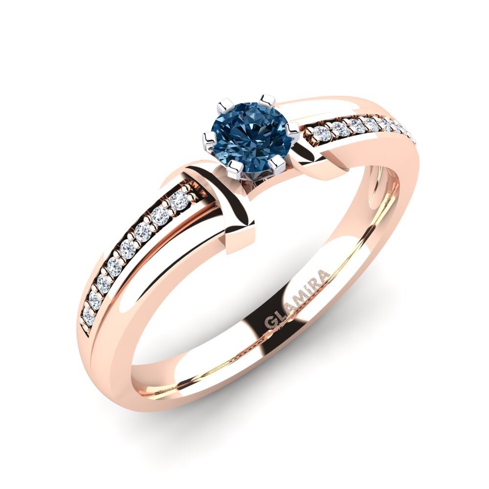 14ct Rose / White Gold Blue Diamond Engagement Ring Mirabella