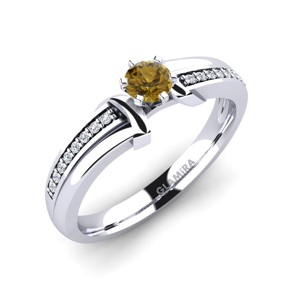9ct White Gold Brown Zircon Engagement Ring Mirabella