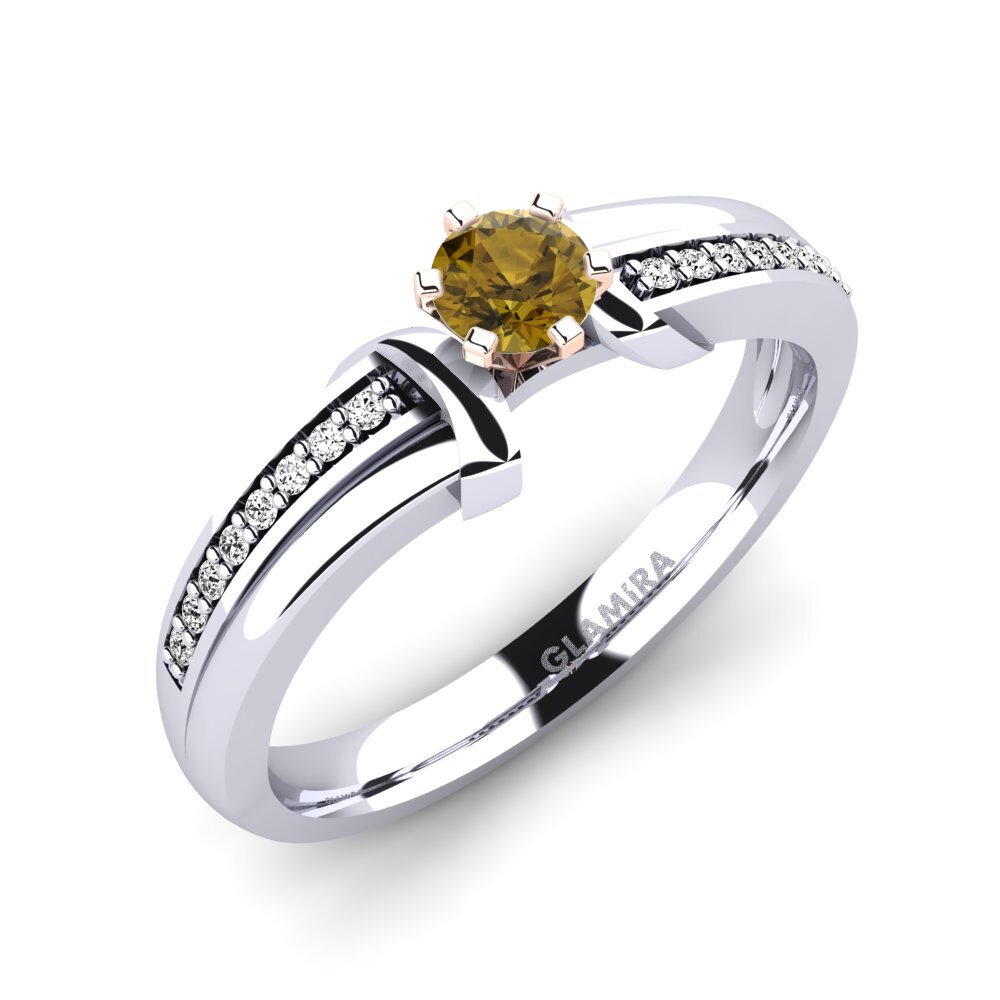 14K White & Rose Gold Brown Zircon Engagement Ring Mirabella