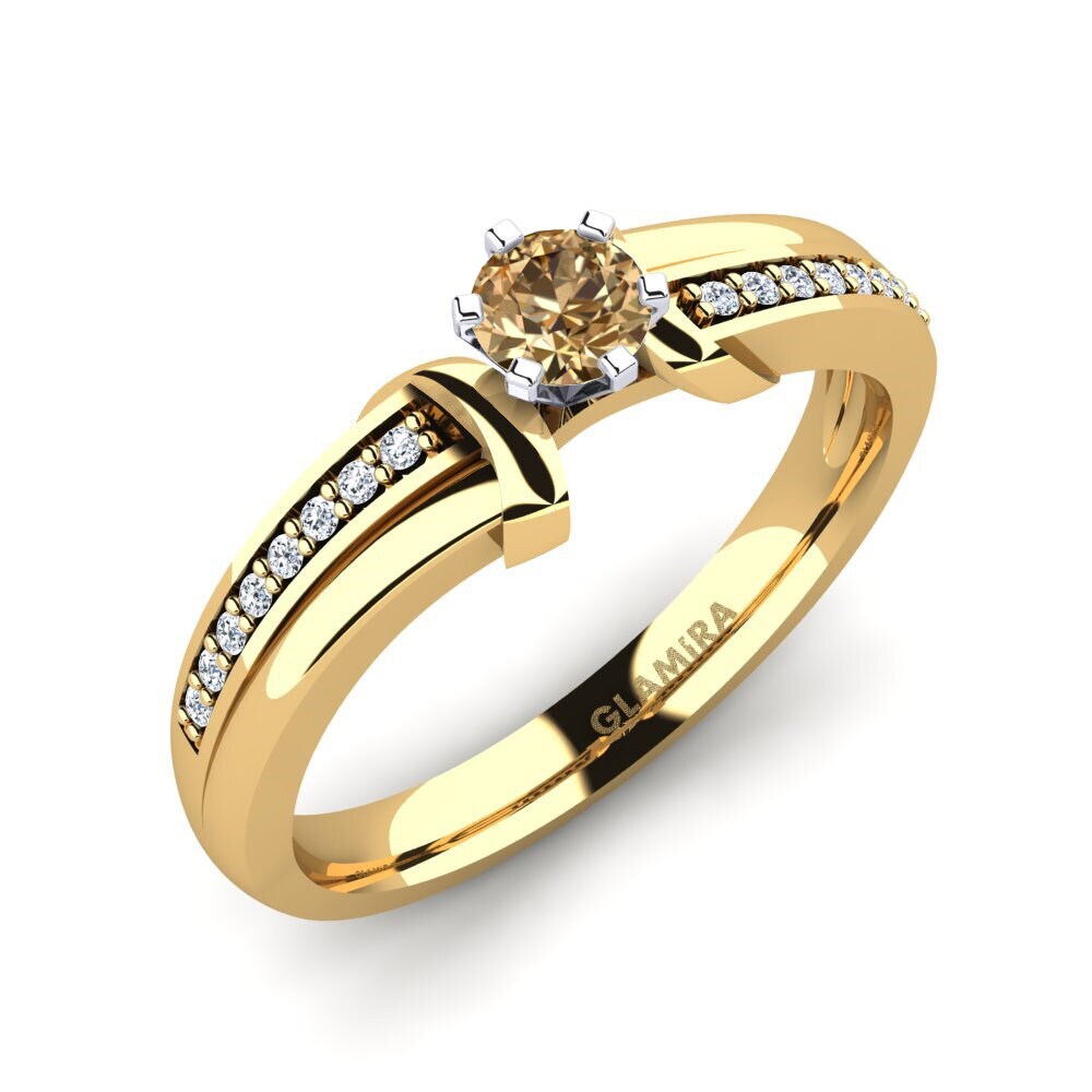 14ct Yellow / White Gold Brown Diamond Engagement Ring Mirabella