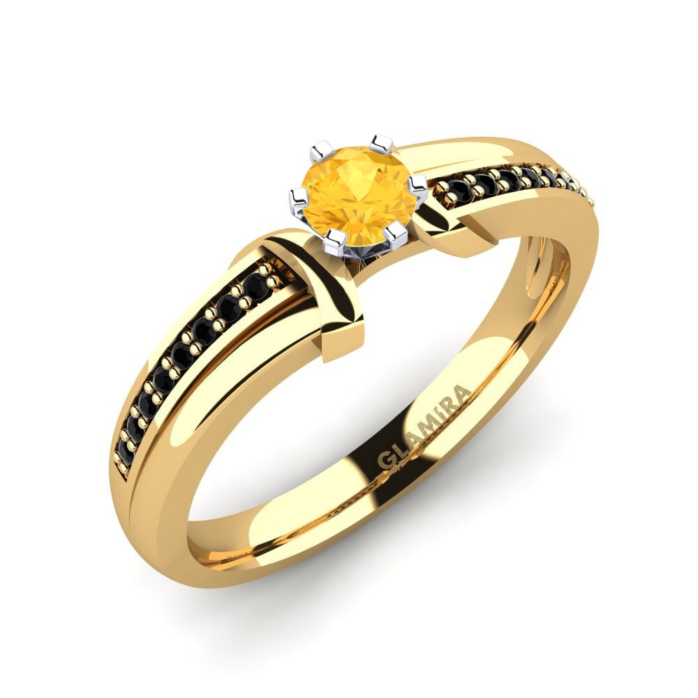 14k Oro Amarillo & Blanco Citrino Anillo de compromiso Mirabella