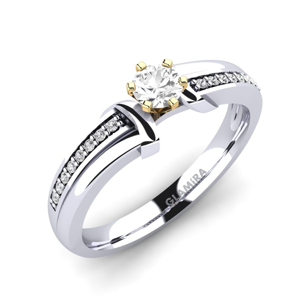 14ct White / Yellow Gold White sapphire Engagement Ring Mirabella