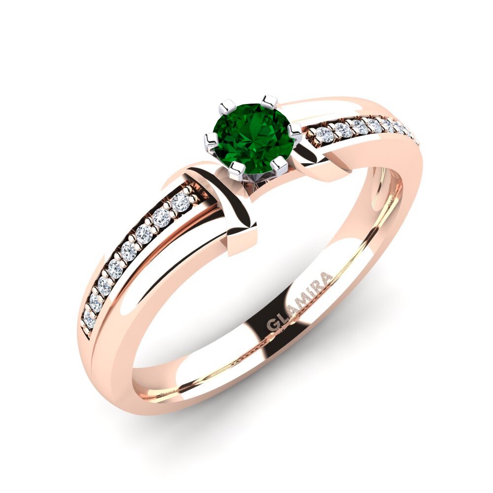 14ct Rose & White Gold Green Zirconia Engagement Ring Mirabella