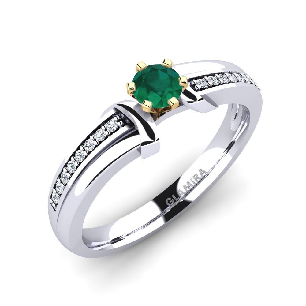 14ct White / Yellow Gold Emerald Engagement Ring Mirabella