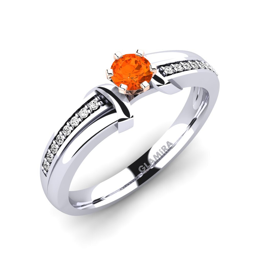14ct White / Rose Gold Fire-Opal Engagement Ring Mirabella