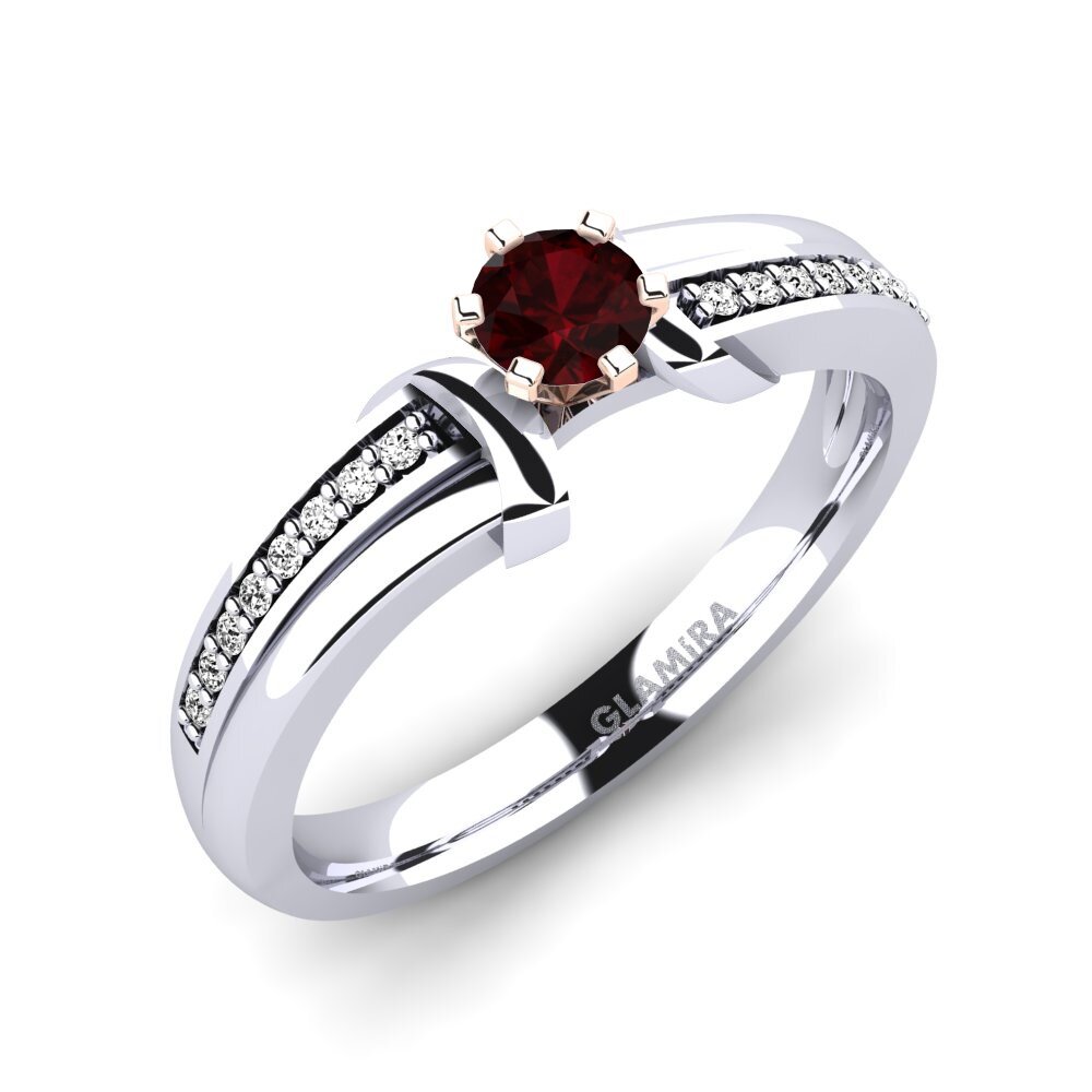 14ct White / Rose Gold Garnet Engagement Ring Mirabella
