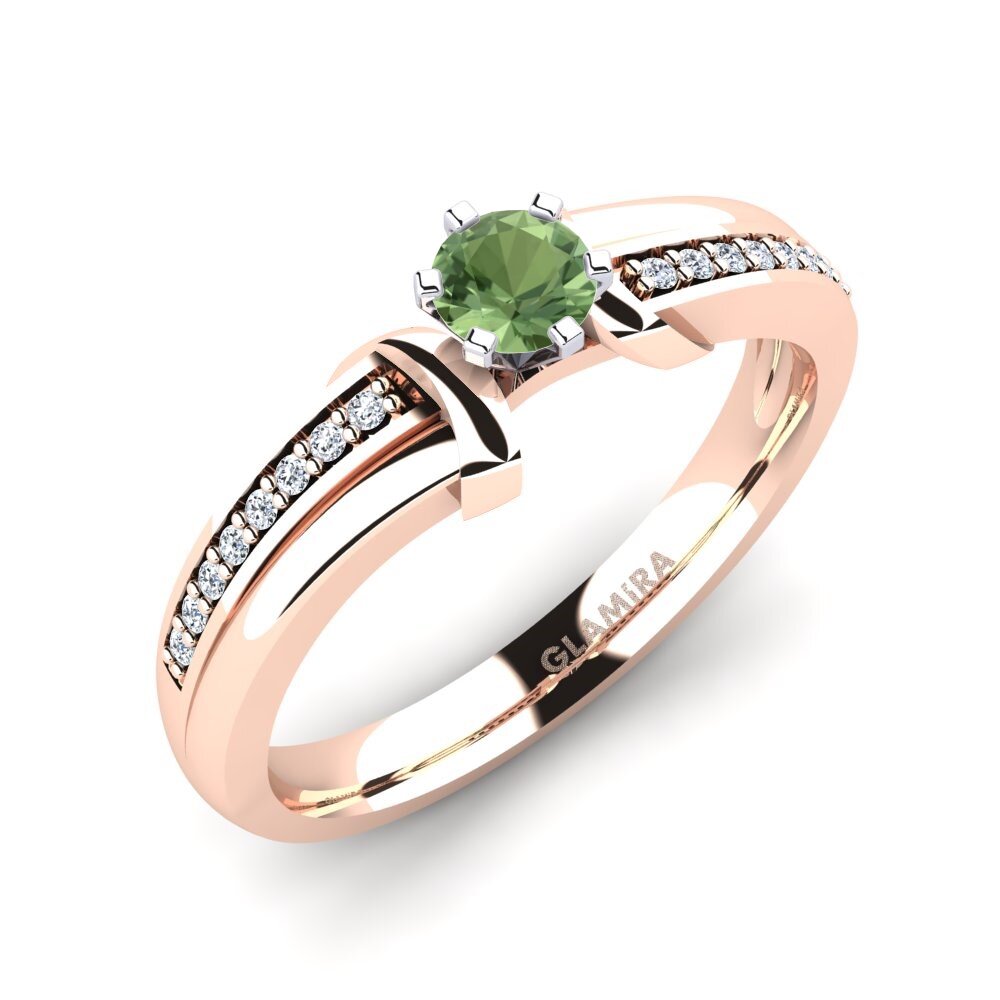 14ct Rose & White Gold Green Sapphire Engagement Ring Mirabella