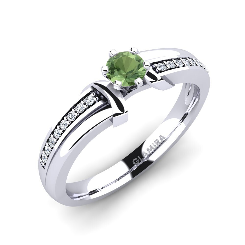 18ct White Gold Green Sapphire Engagement Ring Mirabella