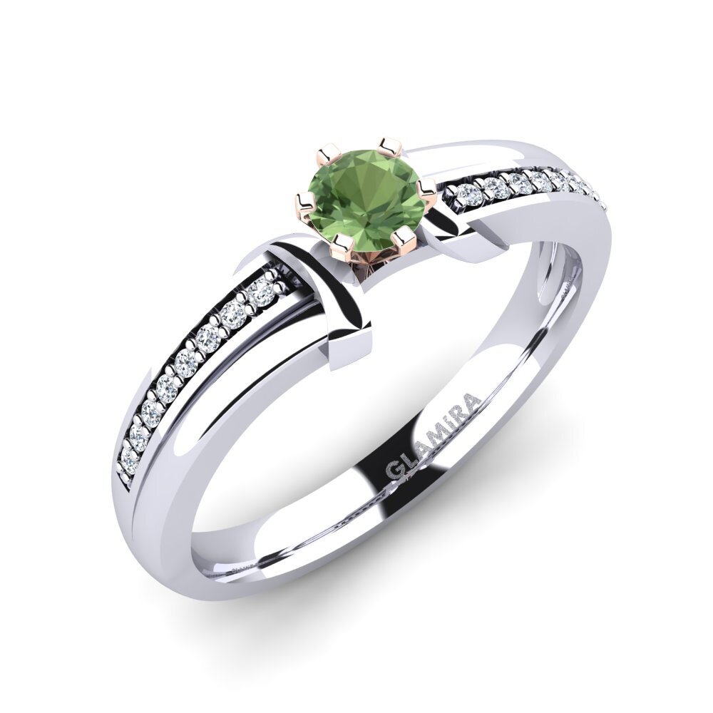 14ct White & Rose Gold Green Sapphire Engagement Ring Mirabella
