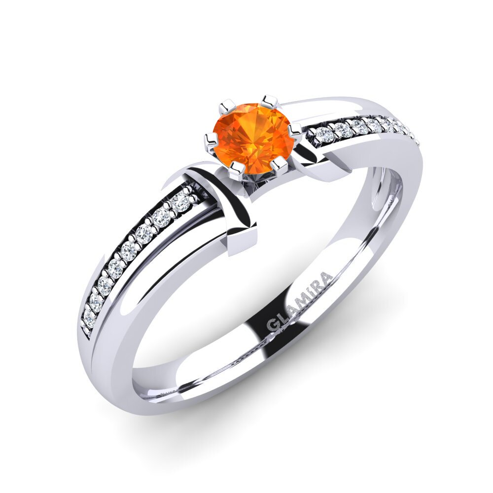 14ct White Gold Orange Sapphire Engagement Ring Mirabella