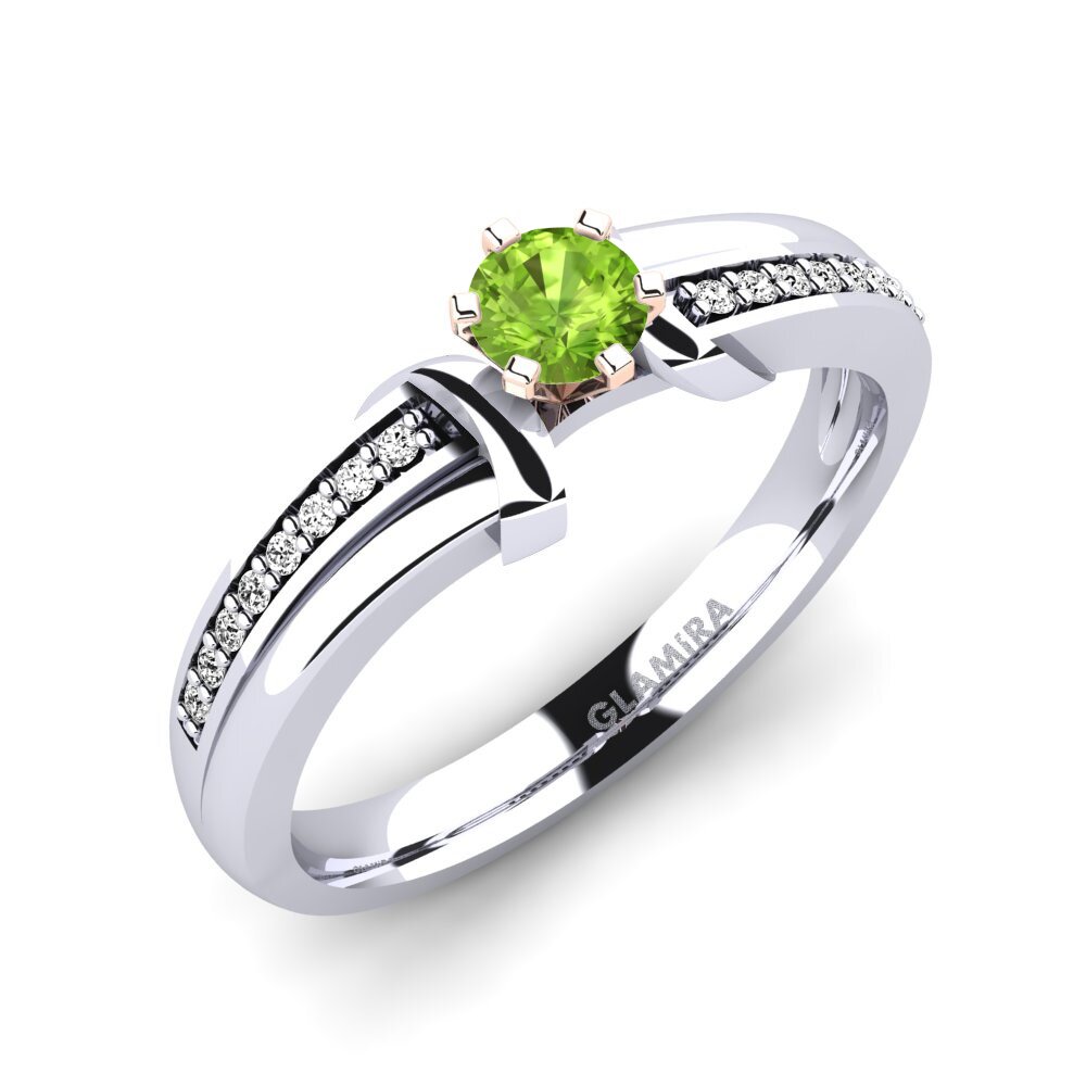 14ct White / Rose Gold Peridot Engagement Ring Mirabella