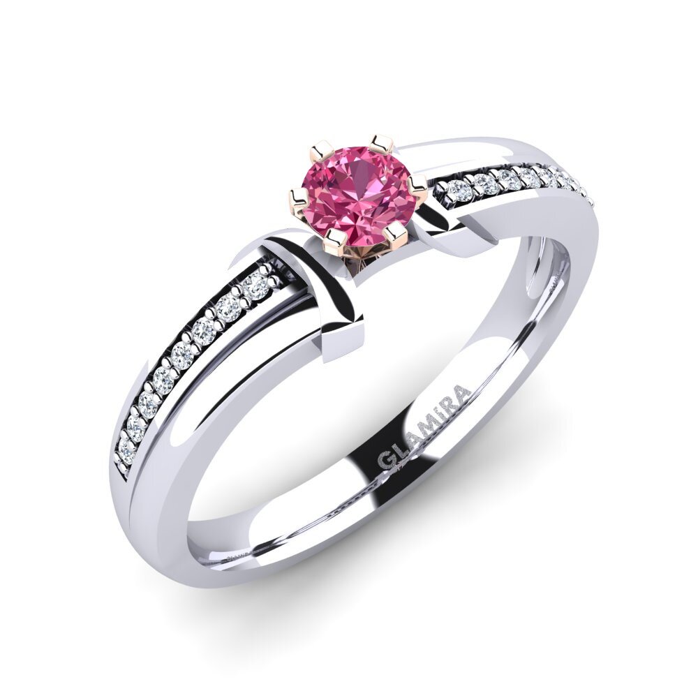 14ct White & Rose Gold Pink Tourmaline Engagement Ring Mirabella