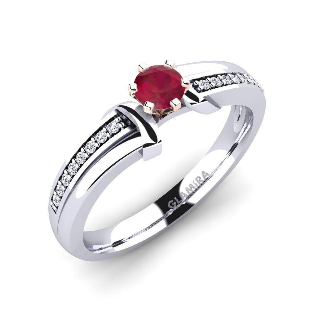18ct White & Rose Gold Ruby Engagement Ring Mirabella